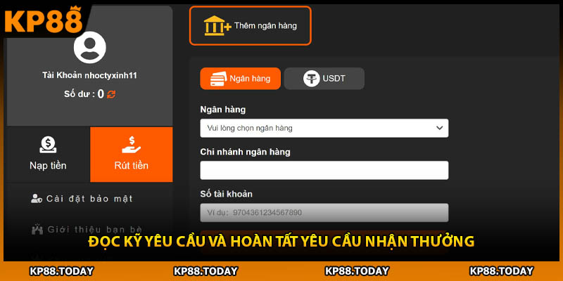 Đọc kỹ yêu cầu và hoàn tất yêu cầu nhận thưởng